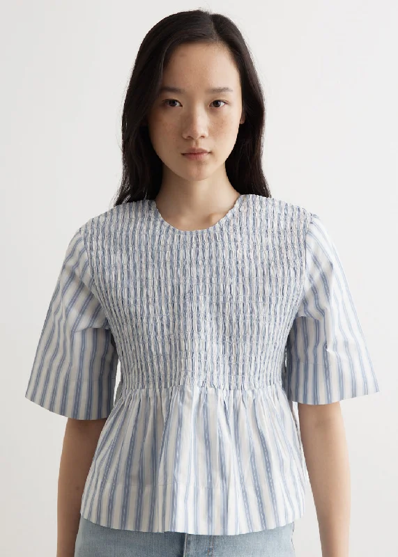 Stripe Open Back Smock Blouse