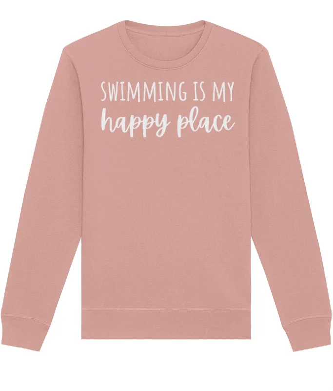 Swimming Is My Happy Place Unisex Organic Cotton Sweatshirt