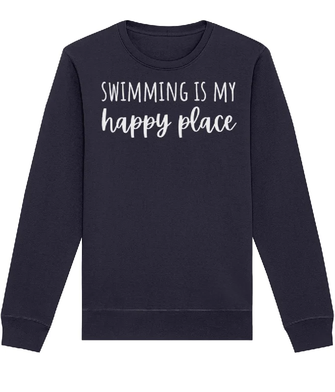 Swimming Is My Happy Place Unisex Organic Cotton Sweatshirt