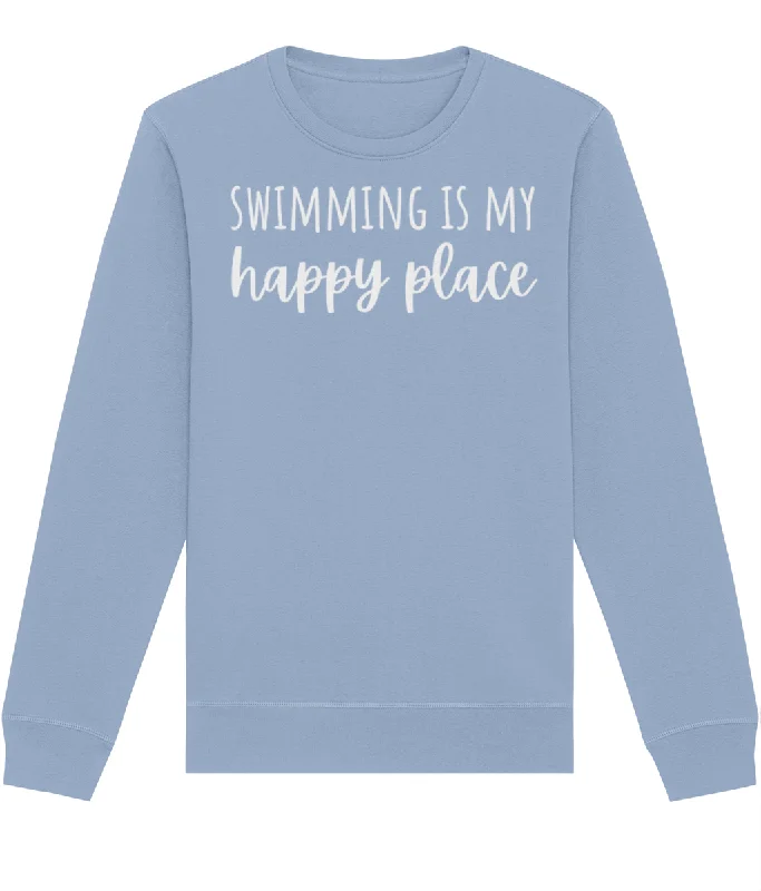 Swimming Is My Happy Place Unisex Organic Cotton Sweatshirt