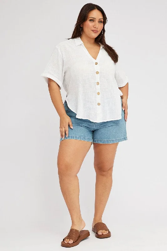 White Relaxed Shirt Short Sleeve