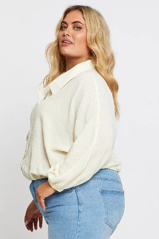 White Textured Shirt Off Long Sleeve