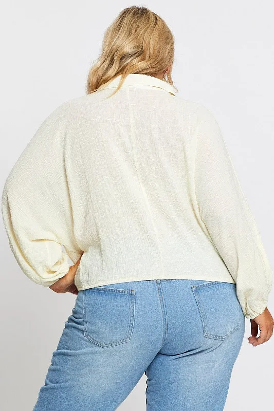 White Textured Shirt Off Long Sleeve