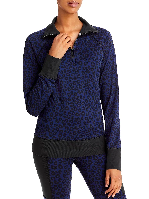 Womens 1/2 Zip Animal Print Sweatshirt