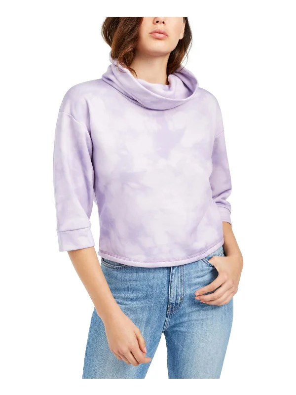 Womens Cropped Funnel-Neck Sweatshirt