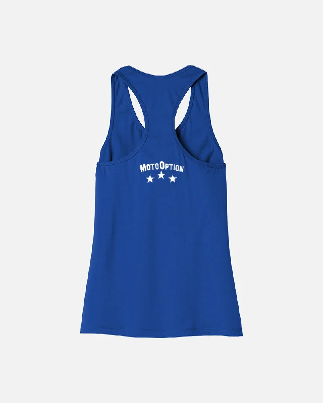 Womens Peace Love & Moto Tank - Blue