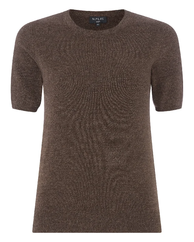 007 Round Neck Cashmere T Shirt Moorland Brown