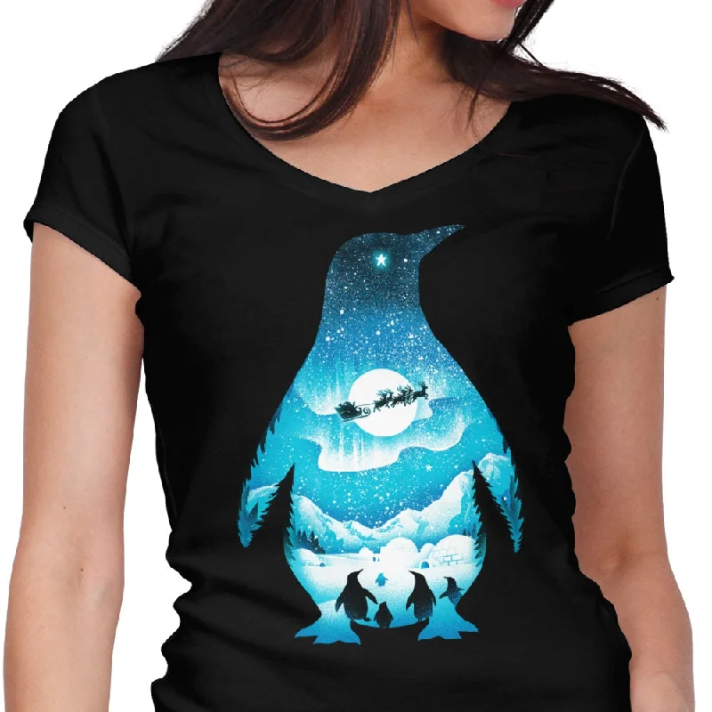 Christmas Penguin - Women's V-Neck