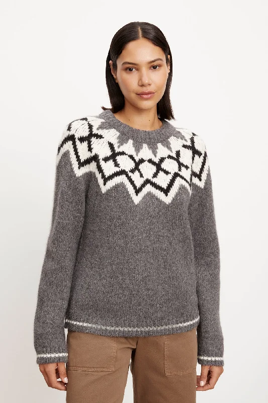 ALEXA FAIR ISLE CREW NECK SWEATER