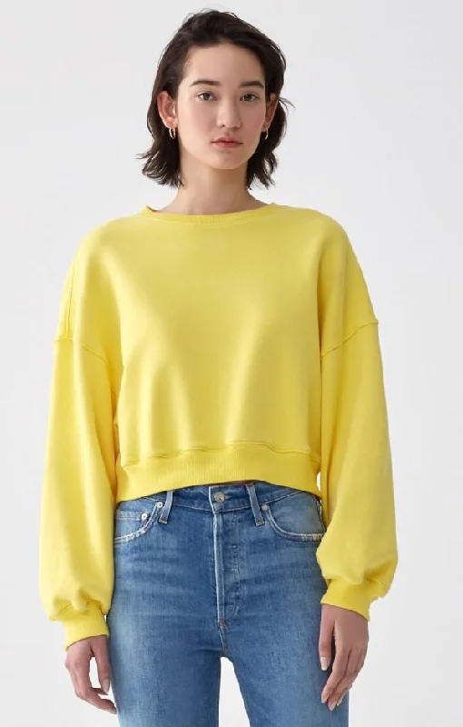 Balloon Sleeve Cropped Sweater (Citrus)