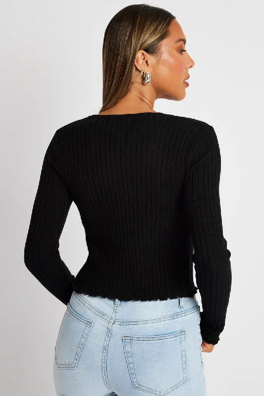 Black Tie Up Cardigan Long Sleeve