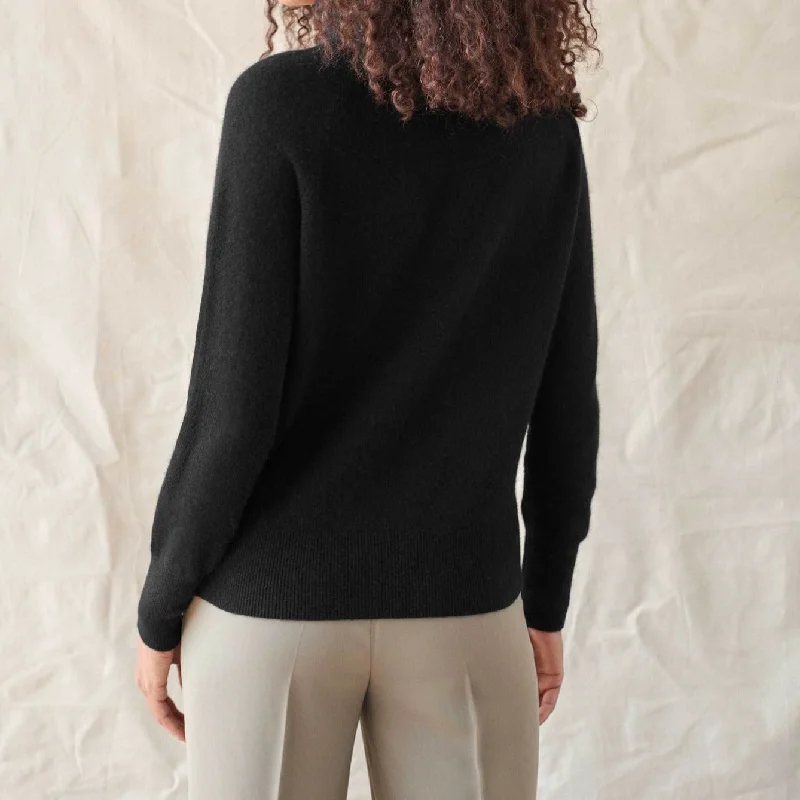 Cashmere Ribbed Trim Turtle Neck (Black)