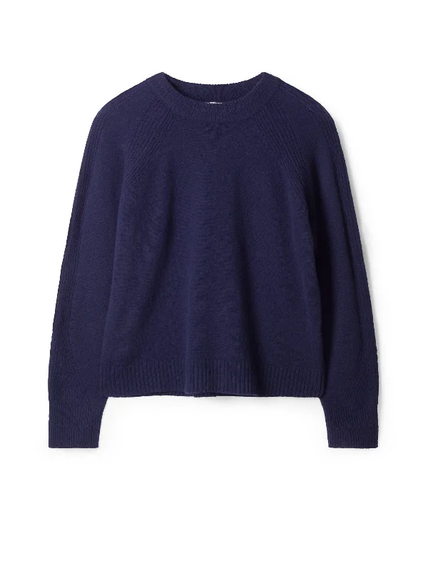 Celaeno Lambswool Funnel Neck Jumper - Navy