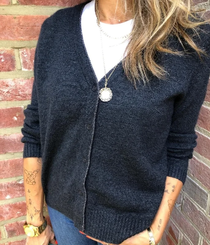 Charcoal Metallic Edge Cardigan