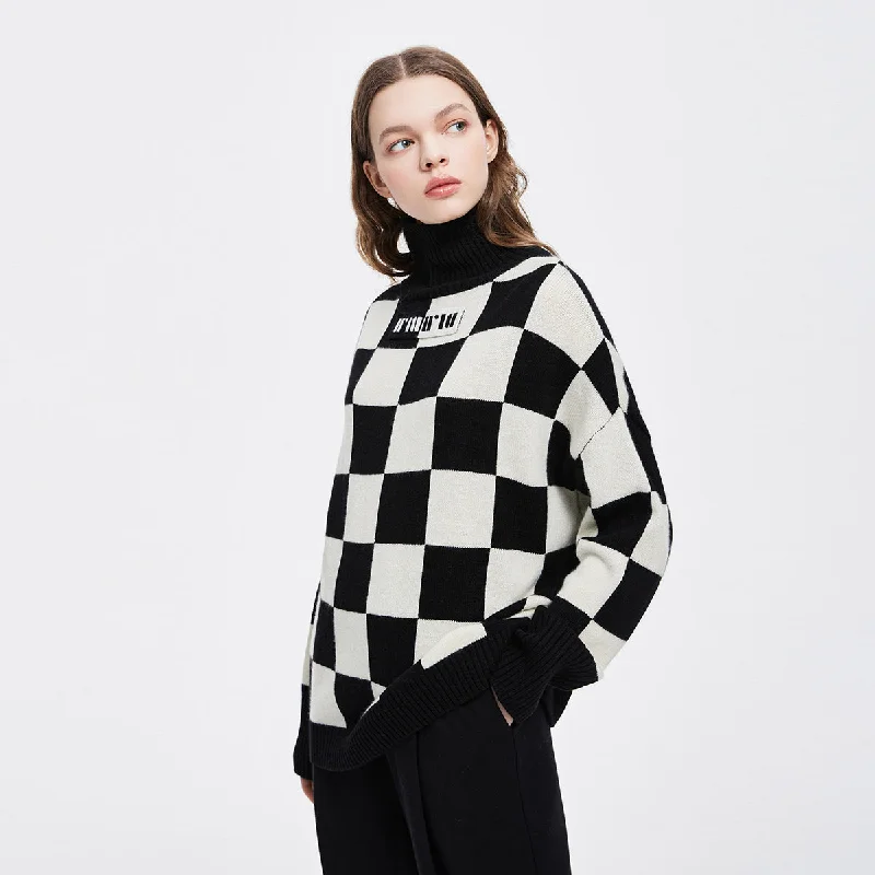 Checkerboard Cashmere Pullover