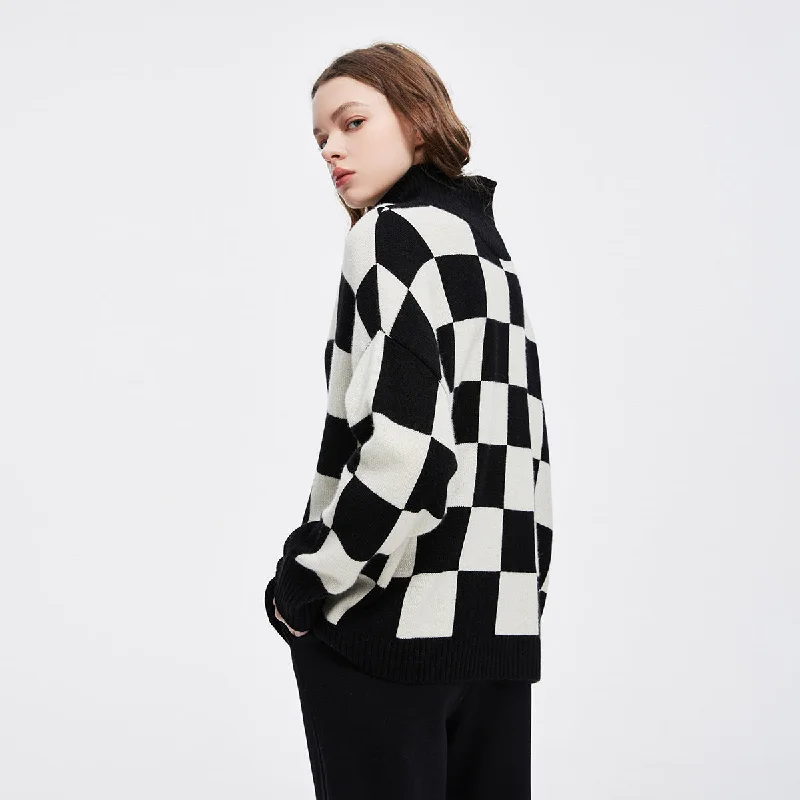 Checkerboard Cashmere Pullover