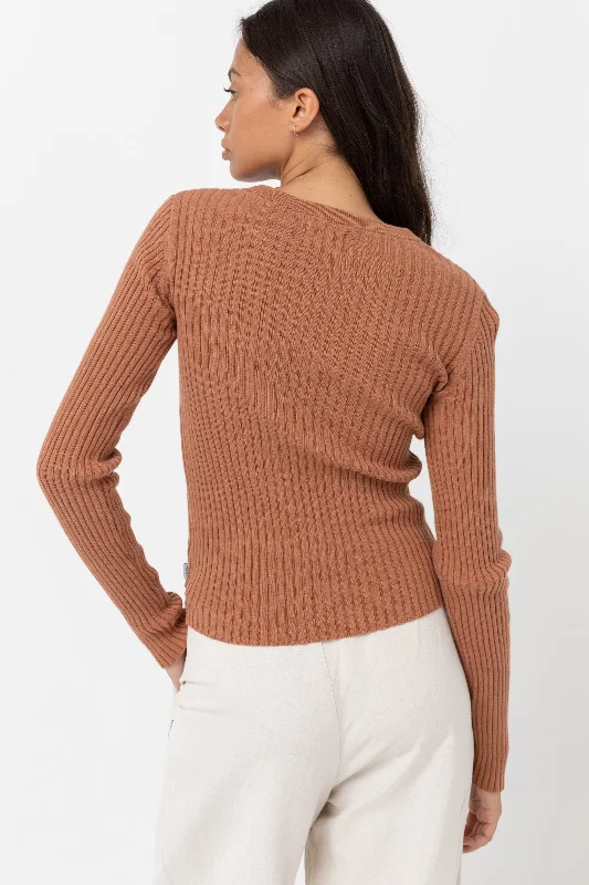 Classic Knit Long Sleeve Top Cinnamon