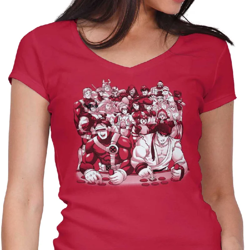 Women's V-Neck / Red / S