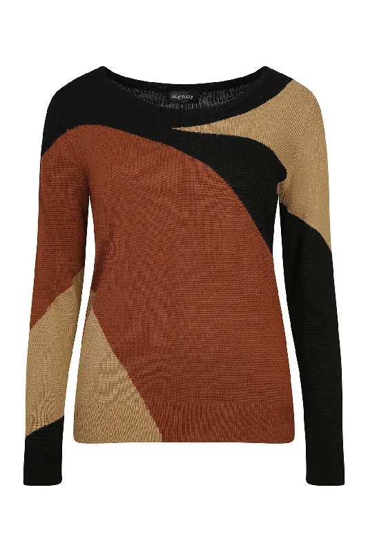 Colour block Viscose Rich Jersey | BLACK/CINNAMON | 5724ZR