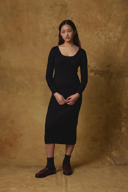 Standard Issue Merino Scoop Neck Dress - Black