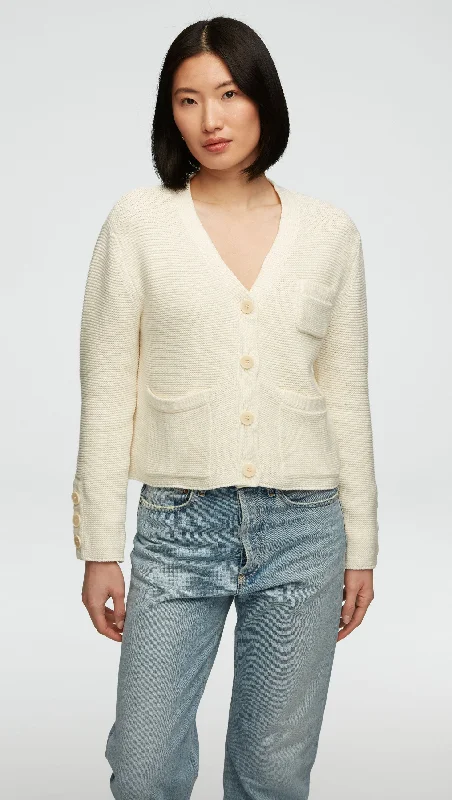 Cropped Cardigan in Cotton Cashmere | Ivory