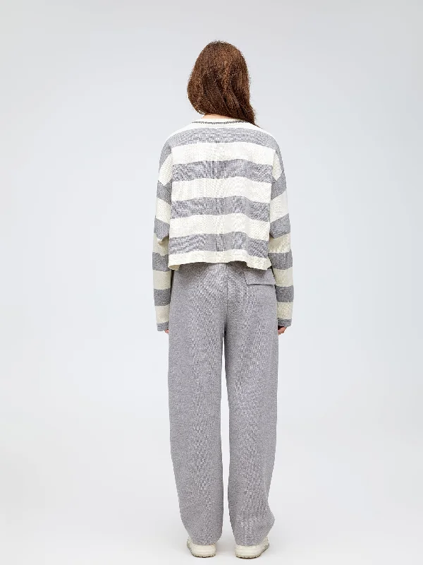 Grey And White Striped Sweatshirt