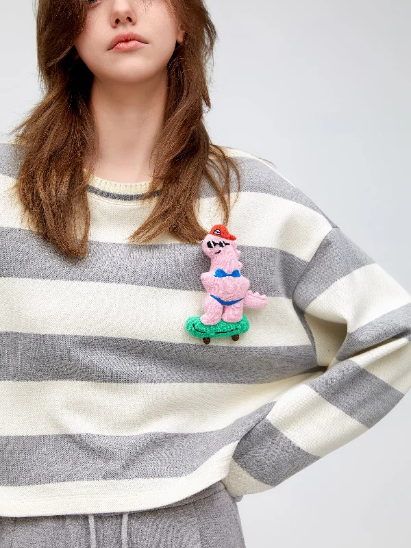 Grey And White Striped Sweatshirt