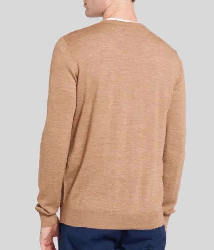 Light Brown Men's Merino Wool Blend Jumper