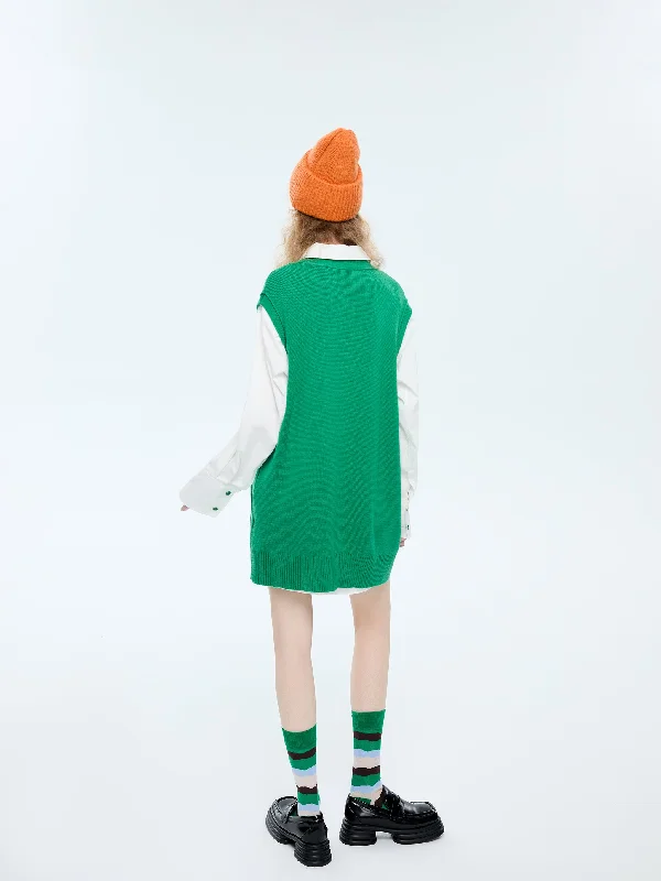 Oversized 'Kelly' Green Knit Vest