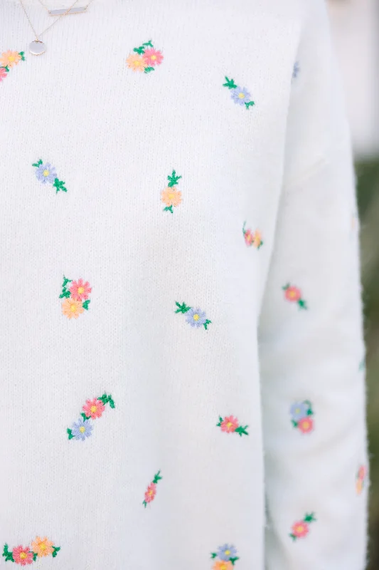 Pretty Little Thing Ivory White Floral Sweater