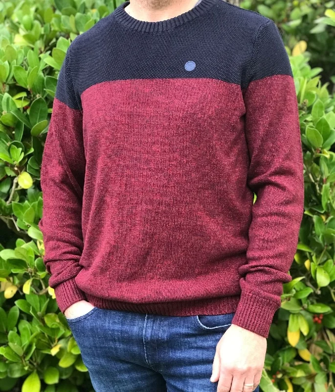 Red Mens Contrast Knitted Jumper