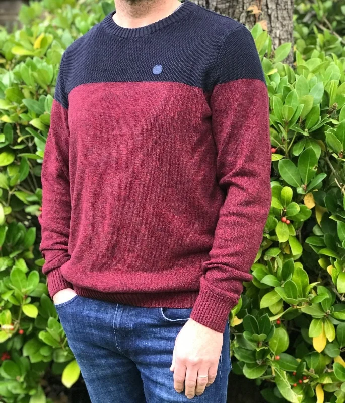 Red Mens Contrast Knitted Jumper