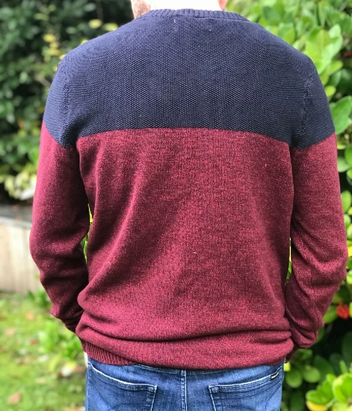 Red Mens Contrast Knitted Jumper