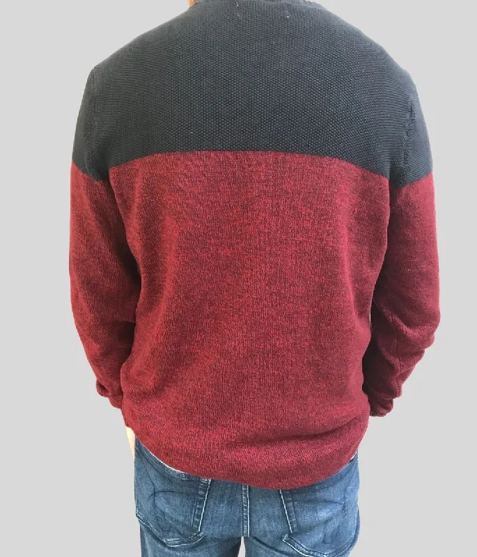 Red Mens Contrast Knitted Jumper