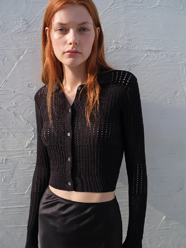 Shrunken Crochet Cardi -- Black