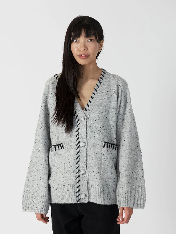 Shyla Cardigan - Light Grey Fleck