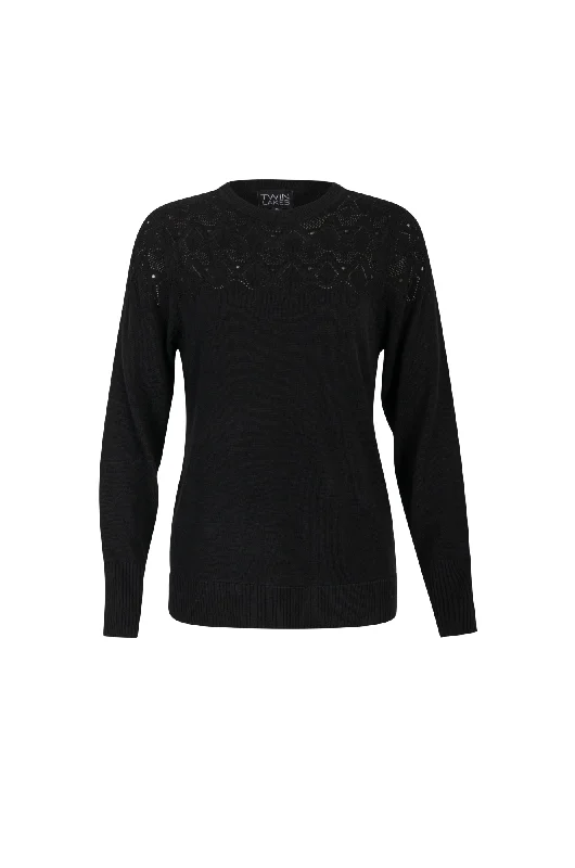 Touch of Wool Top with lace detail | BLACK | 6347ZR