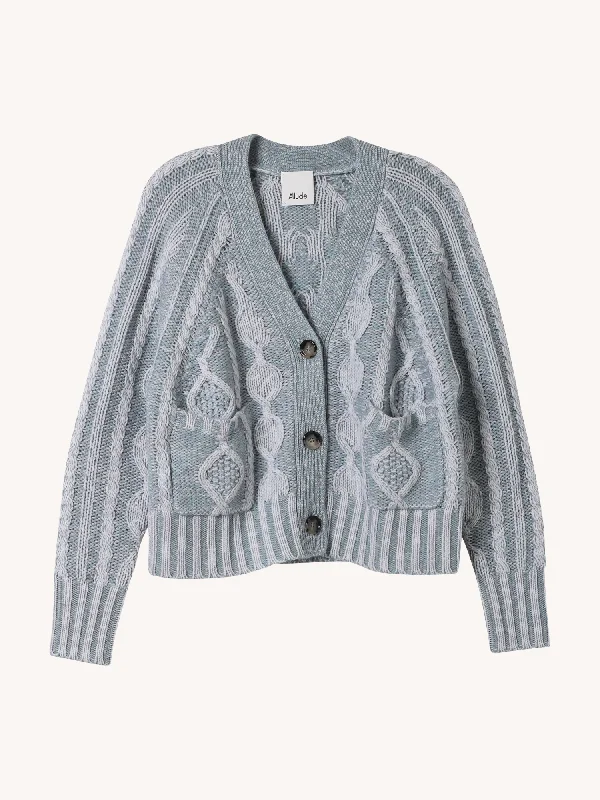 V Cardigan in Blue Fog