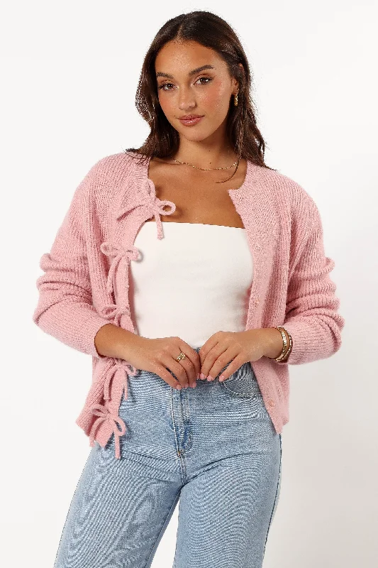 Wilde Bow Front Cardigan - Blush