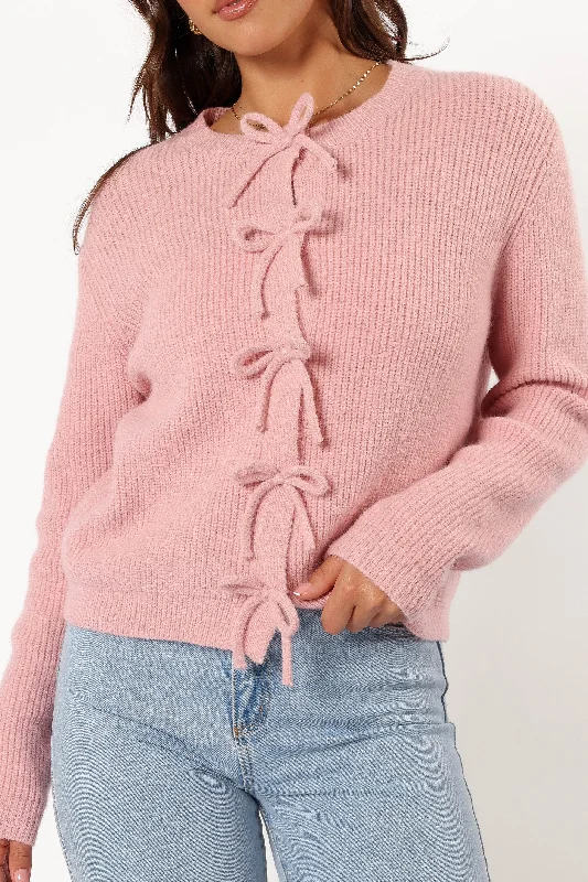 Wilde Bow Front Cardigan - Blush