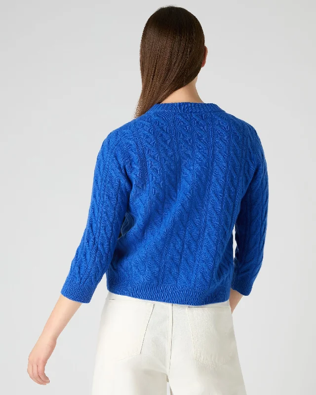 Women's Emilia Cable Round Neck Cashmere Jumper Sonic Blue