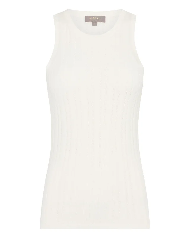 Women's Cotton Cashmere Silk Tank Top New Ivory White