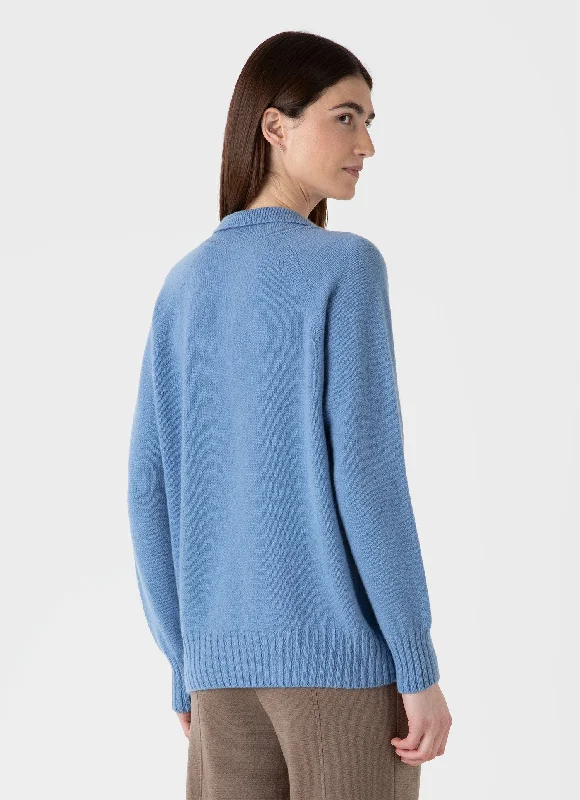 Women's Lambswool Polo Jumper in Cornflower