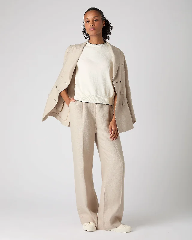 Women's Florence Linen Trouser Oat Brown