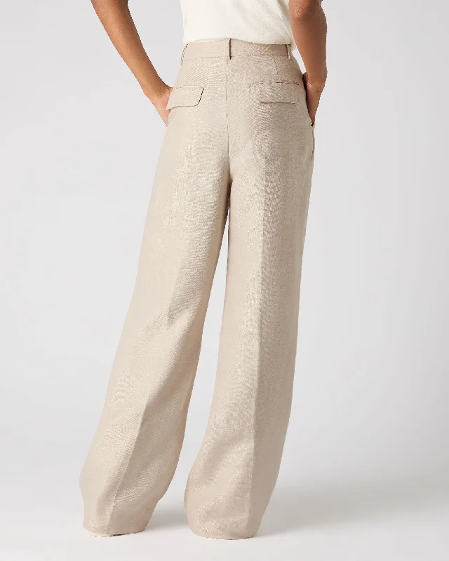 Women's Florence Linen Trouser Oat Brown