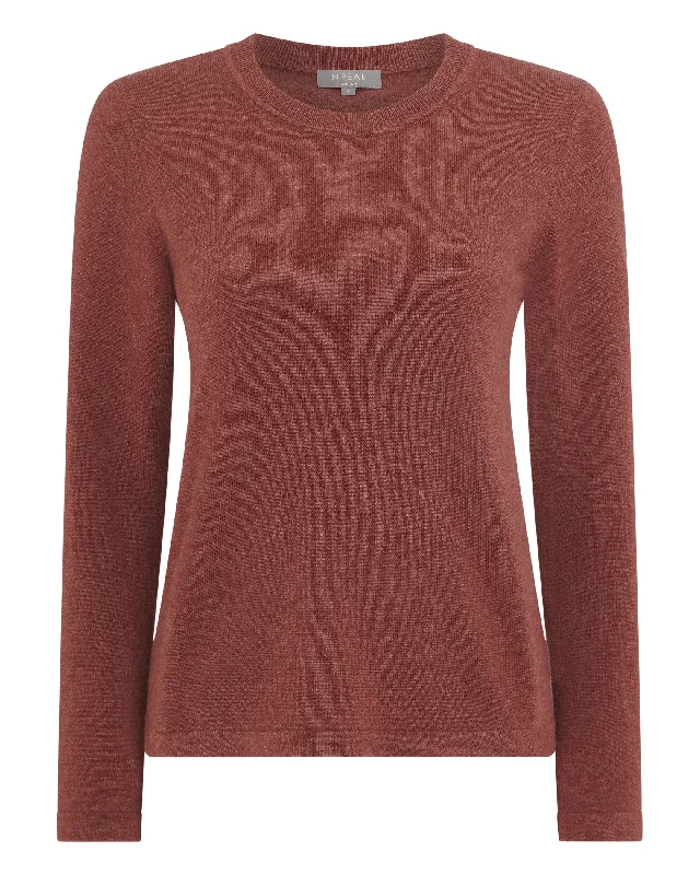 Women's Hallie Round Neck Cashmere Jumper Terracotta Brown