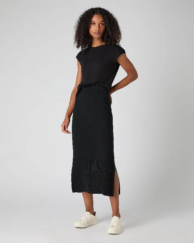 Women's Straight Cashmere Skirt Black