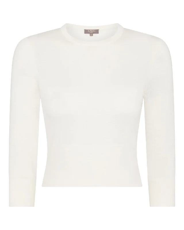 Women's Superfine Cashmere Crop Jumper New Ivory White